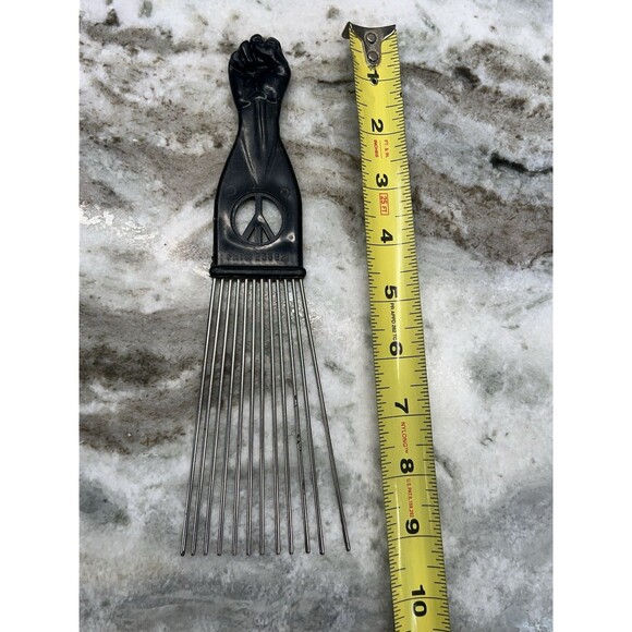 Vintage 9" Afro Hair Styling Pic Black Power Handle Peace Sign 1960-70’s - Picture 7 of 7